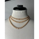 Vintage rose gold toned pearl triple tier retro choker necklace Pink Photo 1