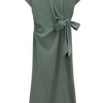 ZARA NWT  Green Midi Belted Wrap Dress Photo 0