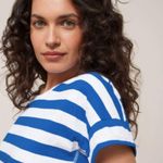 John Lewis Striped Drop Sleeve Cotton Slub T Shirt UK 14 S 10 Lapis Blue… Photo 2