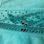 Chico's Aqua Breeze Beaded Linen Turquoise Open Jacket Cardigan Coastal Size 0 S Photo 4