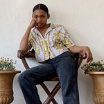 Urban Outfitters Noah Cropped Crop Peasant Minimal Modern Hipster Paisley Button-Down Boho Top Photo 4