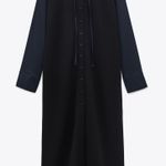 ZARA Blue Black Contrasting Combined Shirt Dress Photo 0