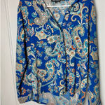 Tolani  Blue Long Sleeve Button Down Blouse Top Boho Chic Fairycore Women's XS Photo 0