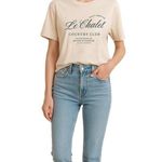 Universal Threads Universal Thread “Le Chalet Country Club” Graphic Tee Cream Alpine Shirt Size M Photo 0