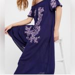Free People  The High Road Jumpsuit Navy Embroidered Large Photo 5