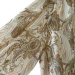 Joie  PAISLEY PRINTED RETRO BLOUSE Linen IN BROWN Cream SZ L #1955 Photo 3