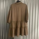 Blu Pepper  Tan Brown Drop Waist Causal Minimalist Sleeve work shirt dress Photo 5