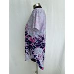 NYGARD Blouse Size Small Gray & Purple Floral V Photo 3