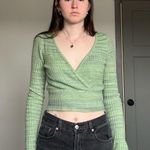 American Eagle Green  Sweater Knit Cropped Small Photo 0