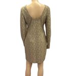 Rhapsody  Y2K Bodycon Gold Metallic Long Sleeve Textured Dress Womens Large Photo 4