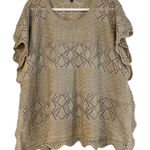 Lumiere Women’s Tan Knit Crochet Poncho Blouse One Size Size undefined Photo 0