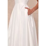Lulus NWT Extraordinary Vow White Off-the-Shoulder Maxi Dress with Pockets Sz M Photo 6