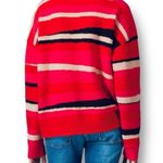 Diane Von Furstenberg  XL Wool Sweater Red Pink Stripe Crewneck Knit Fall Winter Photo 3