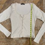 Brandy Melville  Cream / White Metallic Henley Sweater Cardigan Photo 1