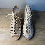 Earth Kristen Bootie 8.5 D Beige Nubuck Cutout Lace Up Heels Comfort Sandals Tan Photo 3