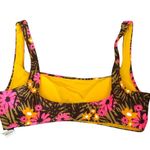 Aerie  NWT Scoop Bikini Top Tropical Floral Green Hot Pink Gold Removable Pads LG Photo 4