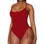 Ruched High Cut Tummy Control Red Swimsuit Red Size Medium NWT #6433 Photo 0