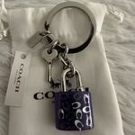 Coach New  63985 F63985 KeyChain Key Fob‎ Ring Purple Lock And Key Charm SHW Photo 4