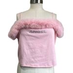 Forever 21  Angel Rhinestone Crop Top Faux Fur Trim Y2K NWT Size 1X Photo 0