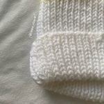 yellow and white hand knit ribbed striped beanie hat Photo 4