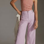 Anthropologie  Maeve The Colette Cropped Wide Leg Pants Lavender Size 29P‎ Photo 0