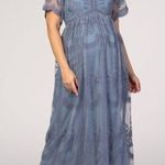 Pinkblush Maternity Gorgeous Dusty Blue Maxi Dress Size Large Photo 4