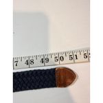 Woven Elastic Belt Womens M – Navy Leather Trim Solid Brass Buckle Blue Size M Photo 5