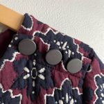 Loft NWT  jacquard mod quilted shift dress burgundy & navy Photo 3