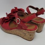 Jaclyn Smith Women's  Red Faux Leather Flower Cork Wedge Sandals Size 7M Photo 12