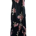 LULU’S Elegant Excellence Black Floral Satin Maxi Dress Size XL Photo 1