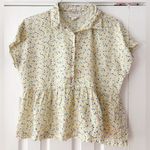 Cynthia Rowley  Lemon Patterned 100 Percent Linen Blouse Size Medium EUC‎ Photo 0