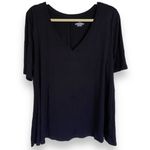 Lane Bryant Womens Top Sz 14 16 Black V Neck Solid Short Sleeve Knit NEW Photo 2