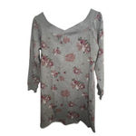 Maurice's Grey Floral Pattern Boatneck 3/4 Sleeve Mini Sweater Dress Photo 3