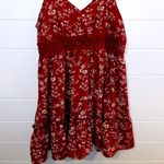 SheIn Womens Red Floral Print Mini Dress Spaghetti Straps Crochet Summer Sundress L Photo 3
