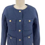 J.Crew Relaxed Lady Jacket in Double Serge Wool Navy Blue Size 2 Photo 3
