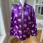Vintage Purple Black Chinese Embroidered Silk Bed Jacket Handmade Reversible Photo 2