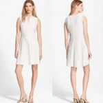 Tory Burch  Sz L White Chevron Mesh Fit and Flare Dress Sleeveless Photo 0