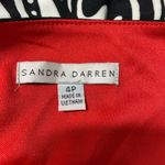 Sandra Darren Black White Red Floral Dress 4P Petite Sleeveless Empire Waist Photo 5