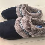 Navy Plush Slippers, Size 9/10 Blue Photo 0