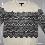Maje  White Sweater with Black Lace Photo 5