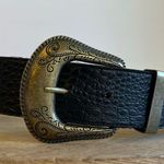 Black Vegan Leather Embellished Antique Brass Colored Buckle Size Medium Photo 1