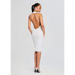 Retrofête  Olivia Sequin Halter Midi Dress White Womens Size Medium Photo 2