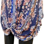 Live and let live Women's  blue floral flutter sleeve top Photo 2