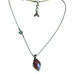 Lucky Brand Antique Gold Ball Chain Necklace Red Faceted Gemstone Pendant Adj Photo 0