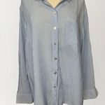 Chico's  Button Down Blouse Womens Size 3 Striped Gold Charm Blue White Photo 1