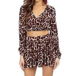 Show Me Your Mumu NWT Shorts Womens Leopard Print Carlos Swing Ribbed Pull On XS Photo 0