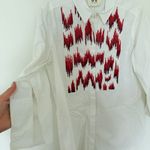Figue White Beaded Cotton 3/4 Sleeve Button Down Collared Shirt No Sz (Flaws) Photo 12