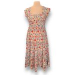 SEA New York Silk Floral Midi Dress Smocked Waist Flutter Sleeve Large New Yellow Photo 13