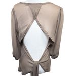 Poetry Size M Sheer Beige Open Back Blouse With Tie Waist & 3/4 Sleeves Womens Photo 3