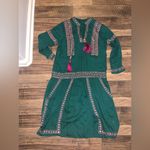 Kas New York embroidered green boho tassel long sleeve dress anthro fall $259 Size M Photo 2